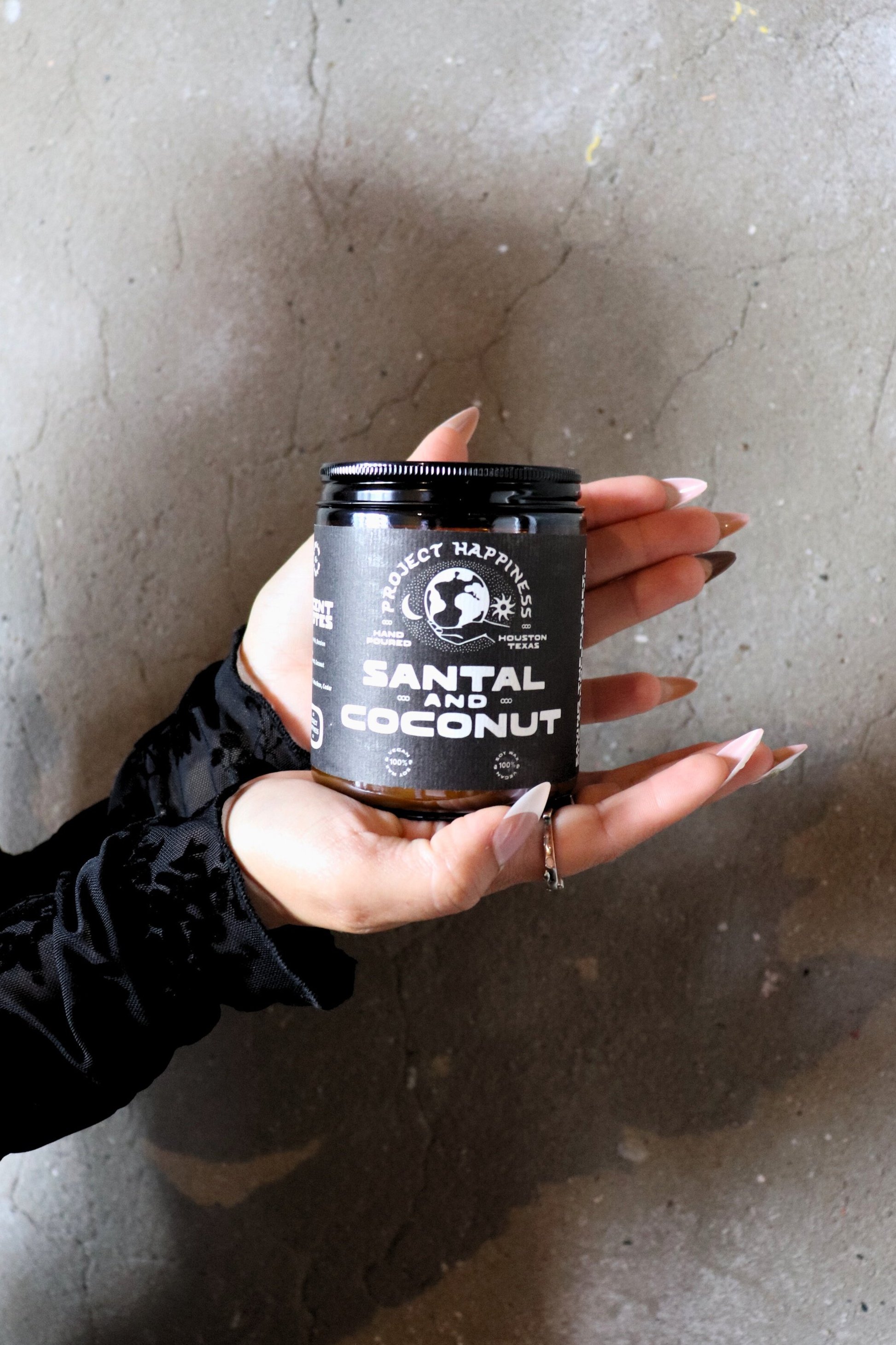 Santal and Coconut Soy Candle - 8oz — Project Happiness Candle Co.